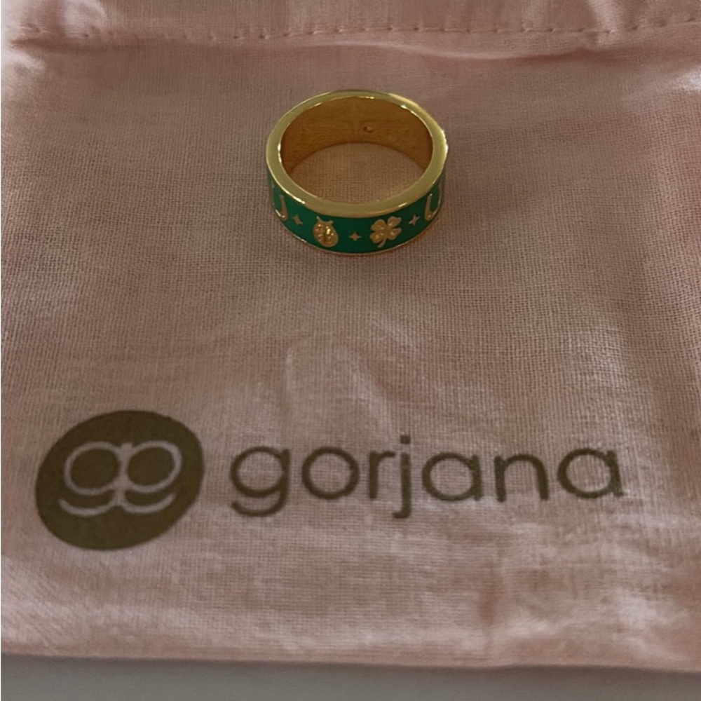 Gorjana Emerald and Gold Clover Ring